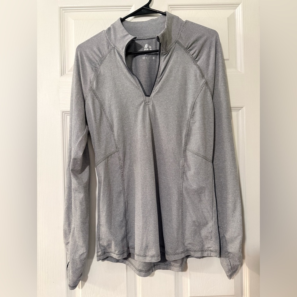 RBX Gray/White striped quarter zip